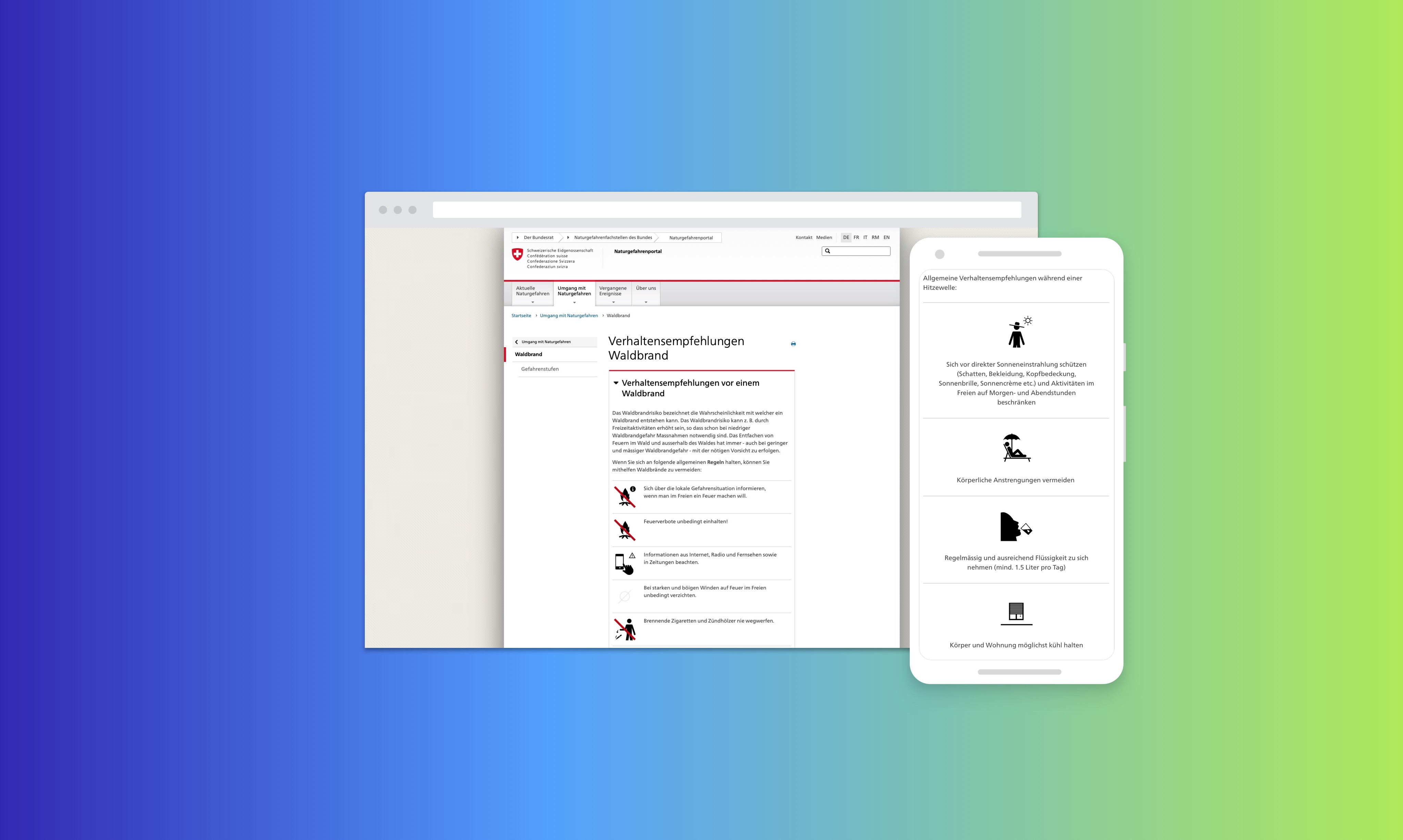 Screendesign Natural hazards portal