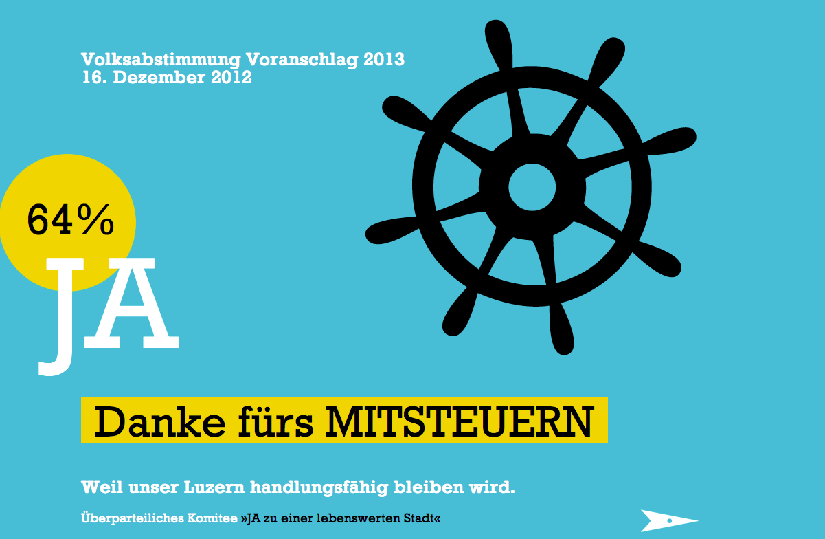 Dankeskarte Volksabstimmung «Ja zu einer lebenswerten Stadt»